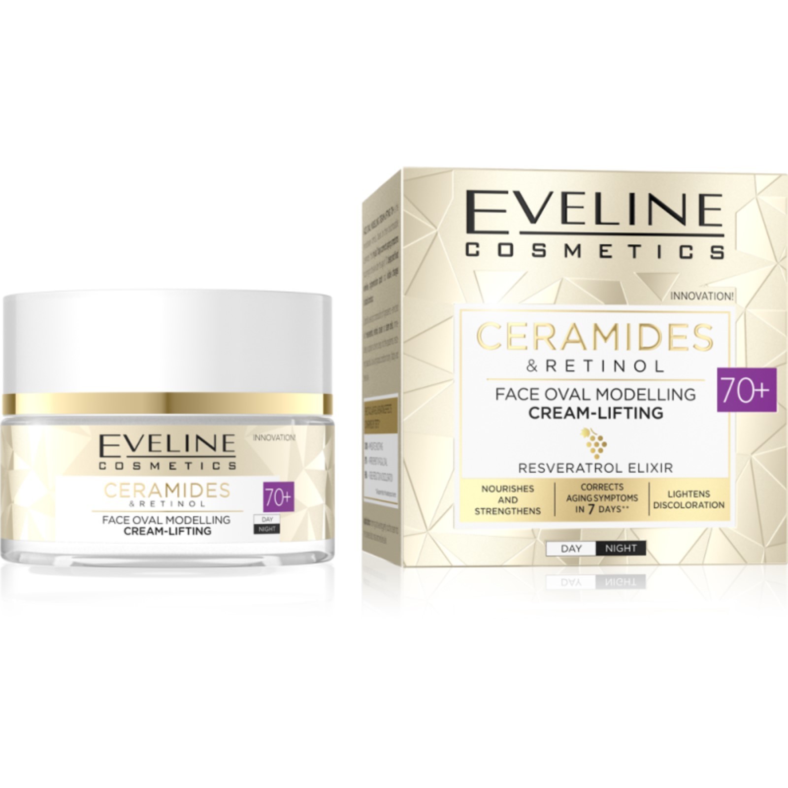 Eveline Ceramides&Retinol 70+ моделирующий крем-лифтинг день/ночь, 50мл.