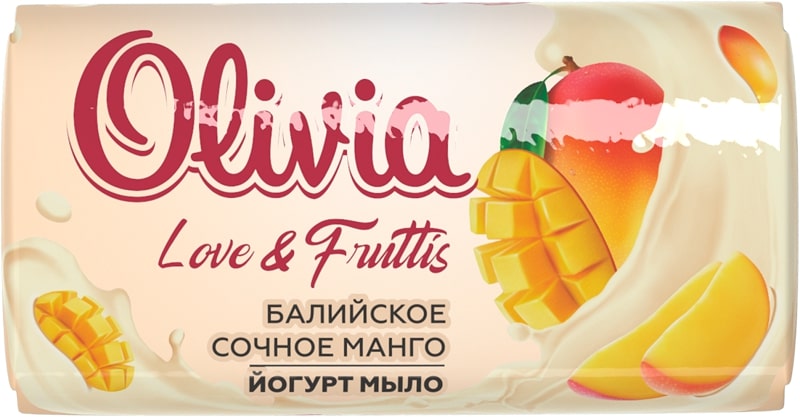 Мыло туалетное твердое OLIVIA "Love & Fruttis" Балийское сочное манго, 140 грамм