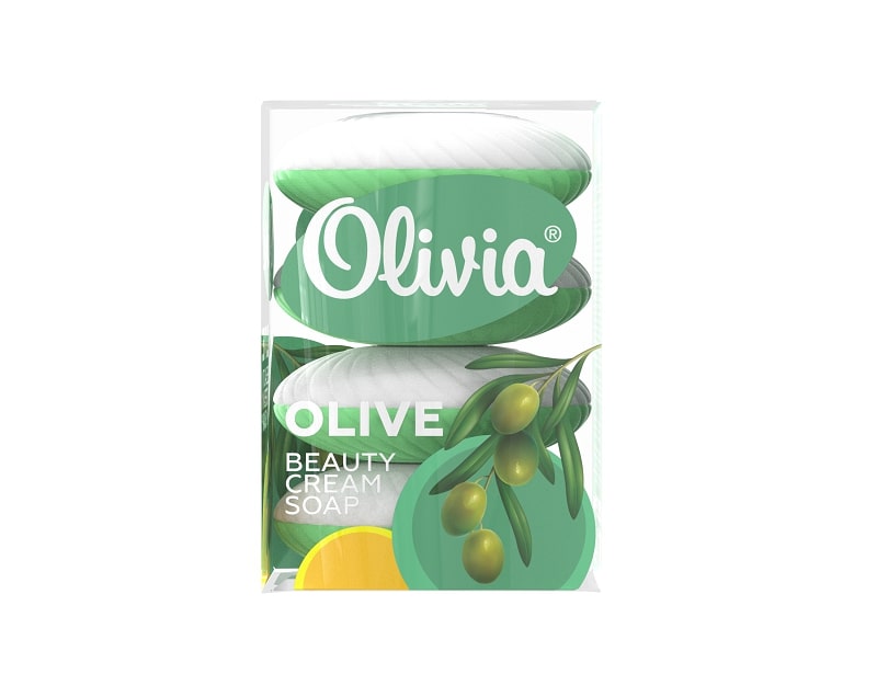 Мыло туалетное твердая упаковка по 4 штуки 'OLIVIA'' OLIVE, 420 грамм