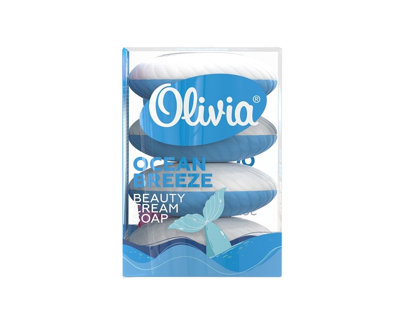 Мыло туалетное твердая упаковка по 4 штуки ''OLIVIA'' OCEAN BREEZE, 420 грамм