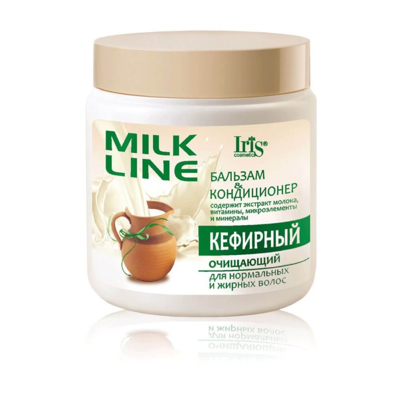 Iris "Milk Line" Бальзам-кондиционер для волос "Кефирный" очищающий для нормальных и жирных волос, 500мл