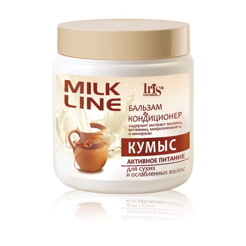Iris "Milk Line" Бальзам-кондиционер для волос "Кумыс" активное питание для сухих и ослабленных волос, 500мл