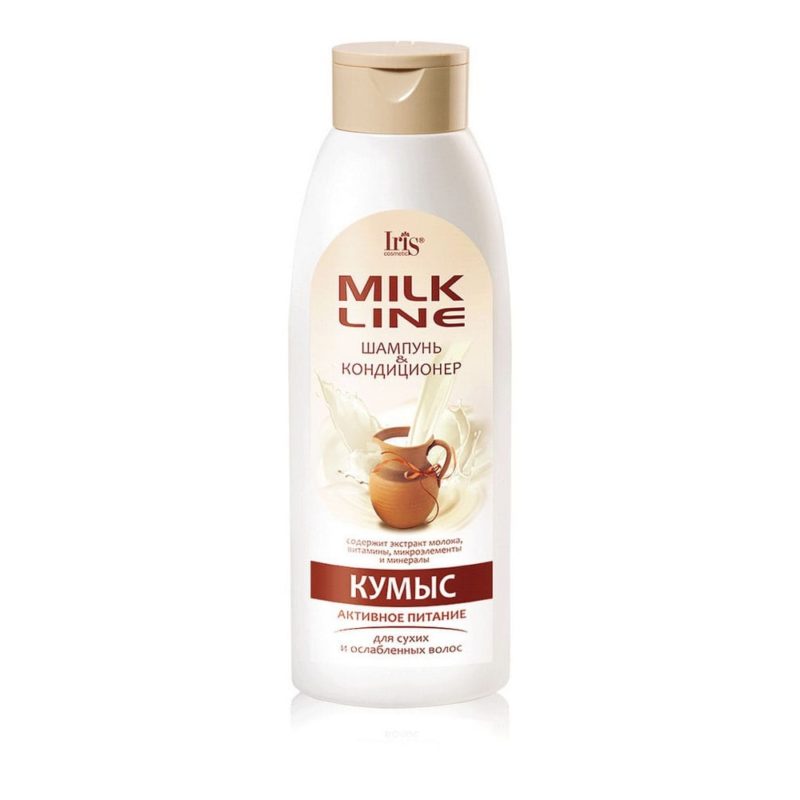 Iris "Milk Line" Шампунь-кондиционер для волос 500мл "Кумыс" очищающий для нормальных и жирных волос