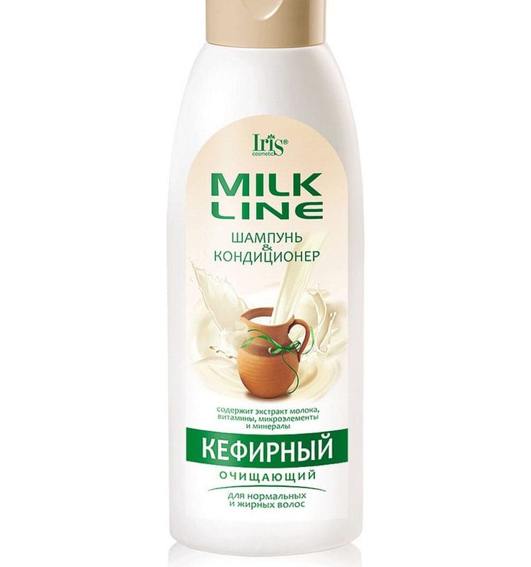 Iris "Milk Line" Шампунь-кондиционер для волос 500мл "Кефирный" очищающий для нормальных и жирных волос