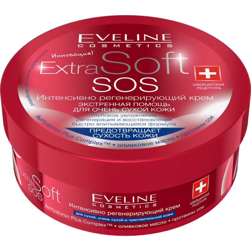 Eveline Extra Soft Крем для лица и тела SOS интенсивно-регенерирующий, 200мл