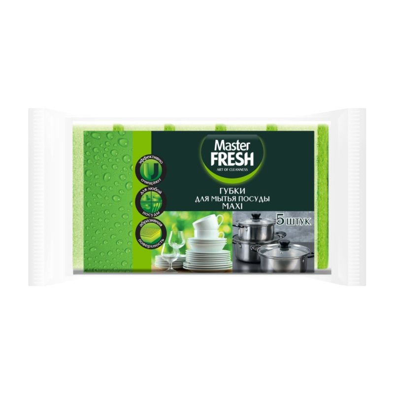 Master FRESH Губки для мытья посуды MAXI, 5 шт.