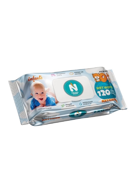 NATURAL FRESH Салфетки влажные Детские 120 шт. BLUE