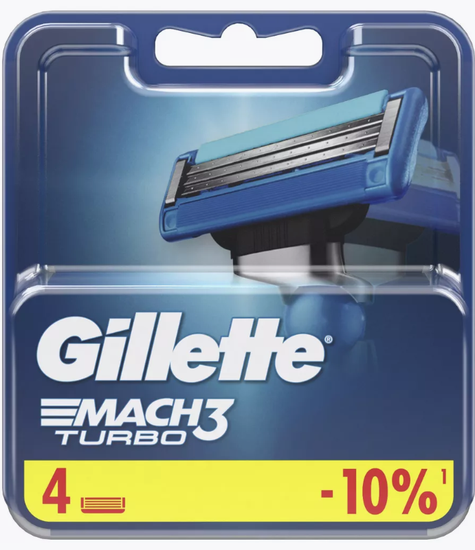 Gillette Mach3 Turbo кассеты 4шт