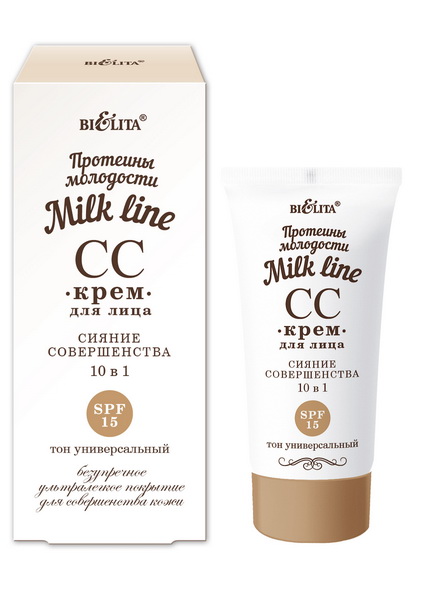 Белита Протеины Молод.Milk Line для лица СС-крем Сияние совершенства 10в1 SPF15, 30мл