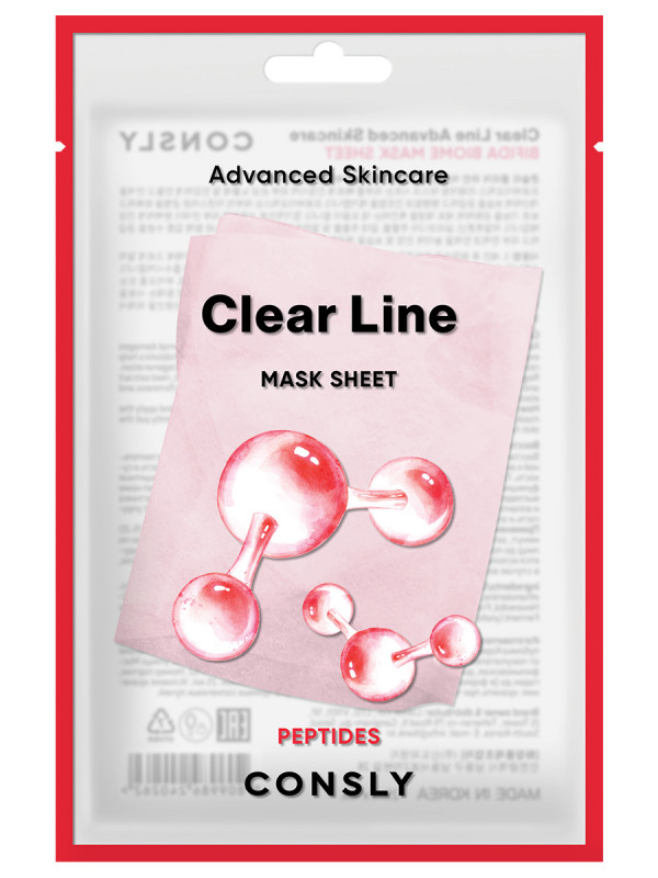 CONSLY Clear Line Маска для лица Антивозрастная с пептидами, тканевая, 25мл