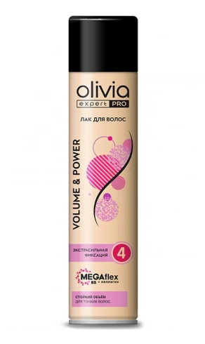 OLIVIA expert PRO Лак для волос «Volume&power» экстрасильная фиксация 300мл