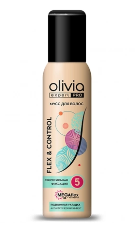 OLIVIA expert PRO Мусс для волос «Flex&control» сверхсильная фиксация 150мл