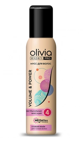 OLIVIA expert PRO Мусс для волос «Volume&power» экстрасильная фиксация 150мл