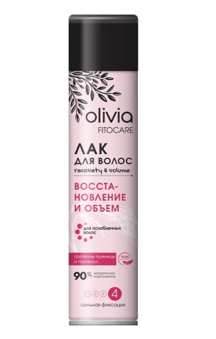 OLIVIA Fitocare Лак для волос «Восстановление и Объем» сильная фиксация 4, 250 мл