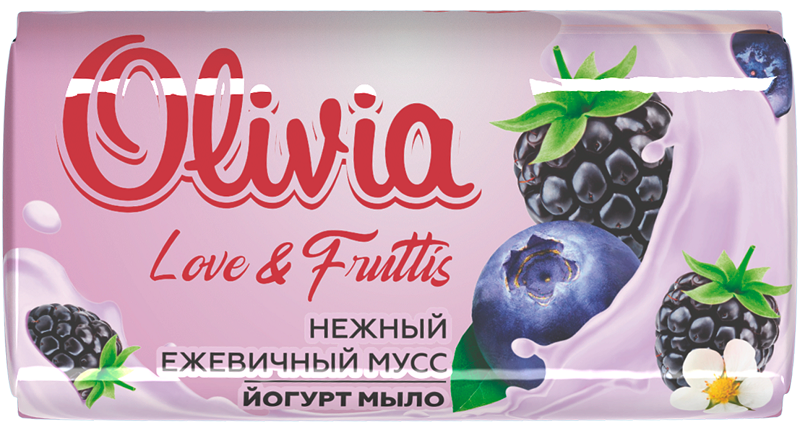 Мыло туалетное твердое OLIVIA "Love & Fruttis" Нежный ежевичный мусс, 140 гр.