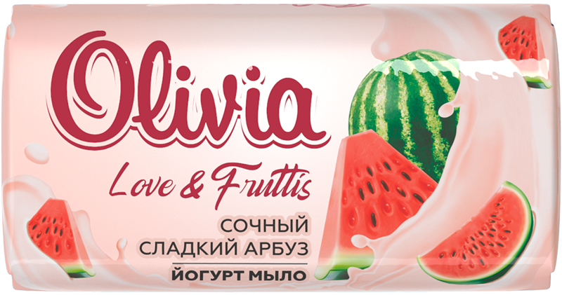 Мыло туалетное твердое OLIVIA "Love & Fruttis" Сочный сладкий арбуз, 140 гр.