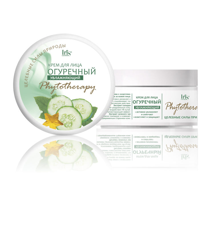 Iris Phytotherapy Крем для лица "Огуречный" увлажняющий с осветляющим эффектом, 180мл