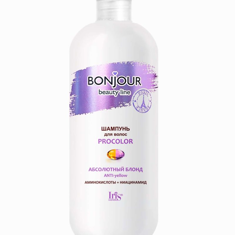 Iris "BONJOUR beauty line" Шампунь для волос PROCOLOR абсолютный блонд, 500мл