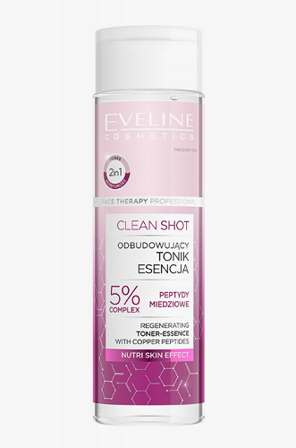 Eveline CLEAN SHOT ТОНИК – ЭССЕНЦИЯ ВОССТАНАВЛИВ. 5% КОМПЛ. ПЕПТИДОВ МЕДИ, 200 мл