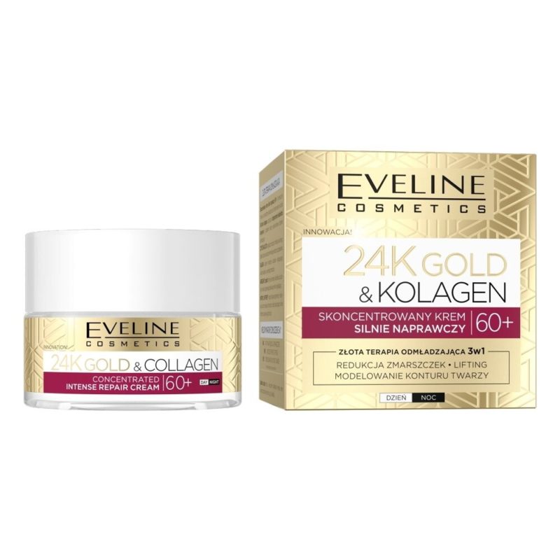 Eveline 24K Gold&COLLAGEN 60+ Крем для лица восстанавливающий 50мл