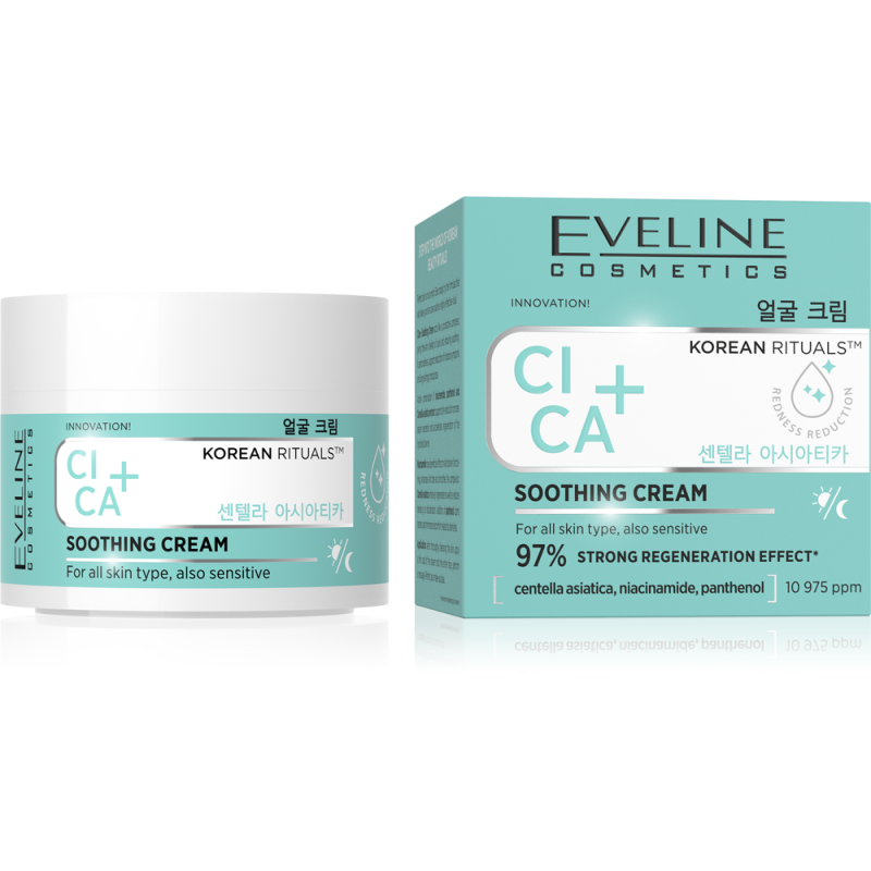 Eveline KOREAN RITUALS ™  CICA+ Крем для лица успокаивающий для всех типов кожи, 50мл