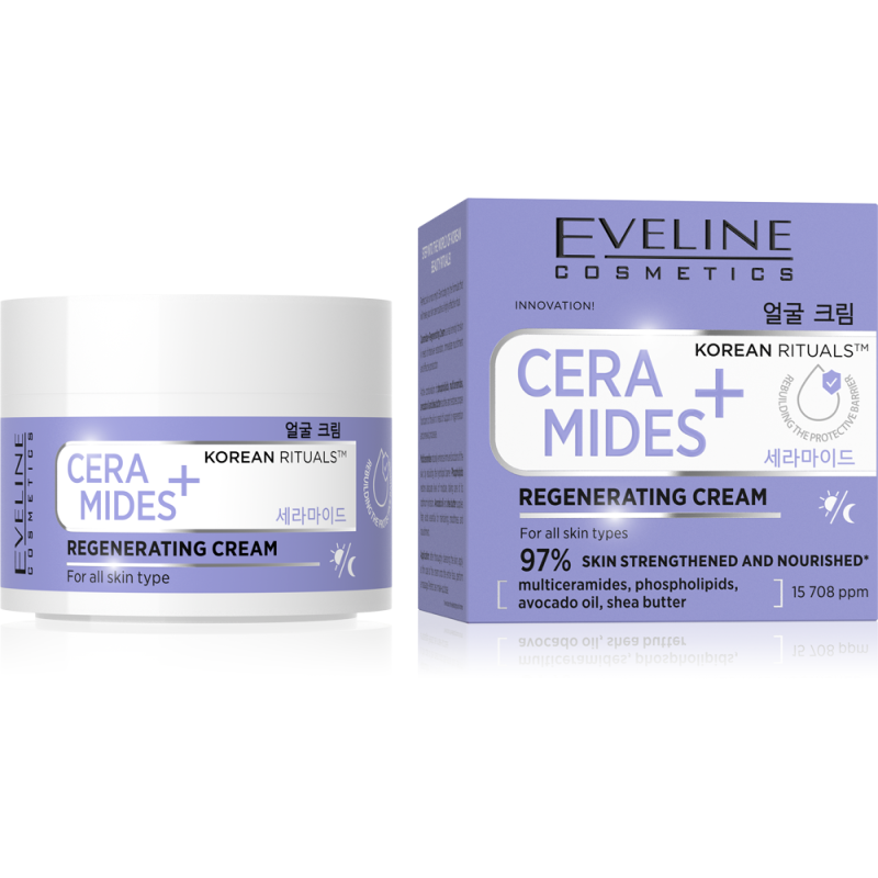 Eveline KOREAN RITUALS ™  CERAMIDES+ Крем для лица регенерирующий для всех типов кожи, 50мл
