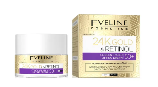 Eveline 24K Gold&RETINOL 50+ Крем для лица лифтинг 50мл